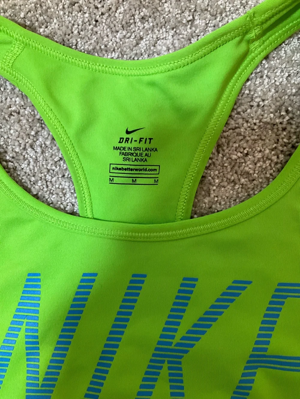 Nike Dri-FIT Neon Green Racerback Sports Bra Medium
